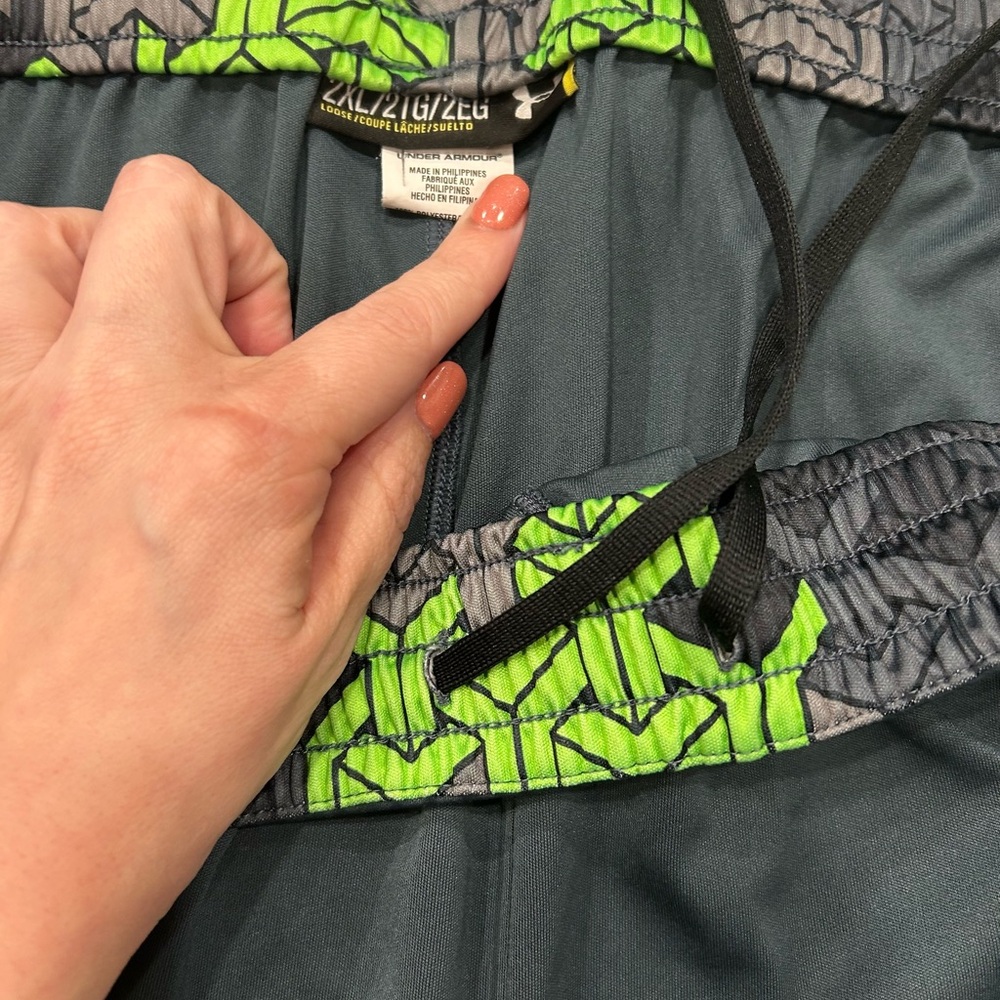 Under Armour Dark Gray and Neon Green Athletic Shorts - Picture 3 of 3